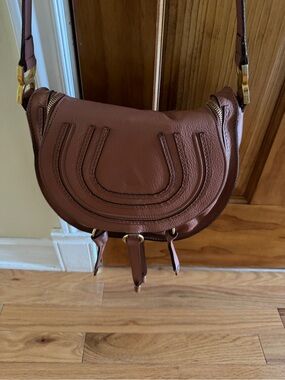 Chloe Crossbody Bag in Dusty Rose/brown Leather